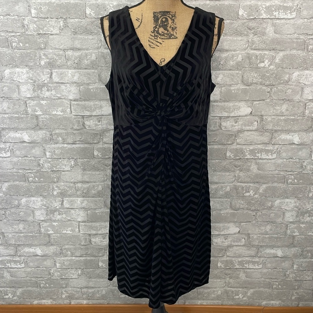Lane Bryant black velvet chevron twist front Cocktail Dress